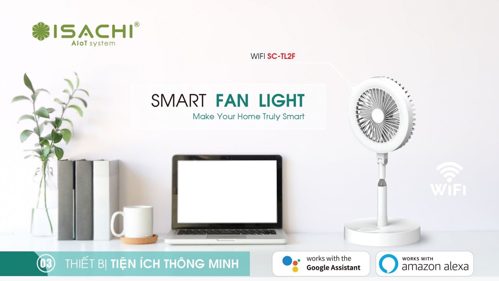 Quạt thông minh tích hợp đèn bàn vào quạt thông minh